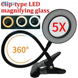 Table Lamps 5X Magnifier Nail Beauty Light USB Cold Led Non-slip Equipment Clamp Glass Lamp For Salon Portable Desk