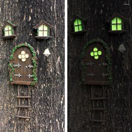 Garden Decorations Fairy House Mold Figurine Tree Hanging Statue Window Sitting Elf Ladder Resin Craft Outdoor Ornament For Home
