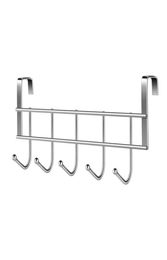 Hangers Racks Over The Door 5 Hooks Home Bathroom Organizer Rack Clothes Coat Hat Towel Hanger Stainless Steel Good LoadBearing9115834