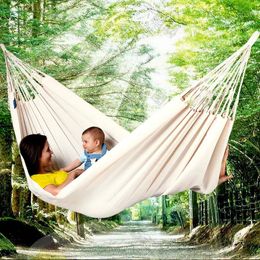 White canvas hammock outdoor camping swing seaside leisure tourism garden decoration for 2 people 240426