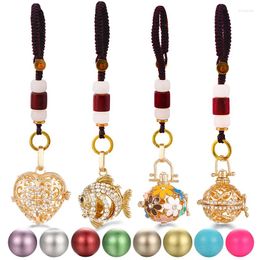 Keychains Mexico Chime Heart-Shaped Caller Locket KeyChain Vintage Zircon Diffuser Jade Wood Decoration Weave KeyRing Jewelry
