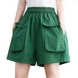 Women's Shorts Loose Casual Cotton Elastic Wide Leg Pants Two Piece Short Set For Women