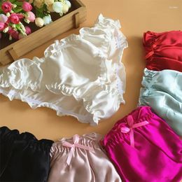 Women's Panties Sexy Women Natural Silk Briefs Summer Large Size Bow Ruffles Female High Quality Breathable Comfortable Lingerie