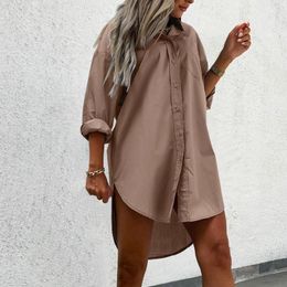 Women's Blouses Soild Shirt For Ladies Spring Loose Long Sleeve V Neck Shirts Button Down Top Cardigan Single Breasted Blouse