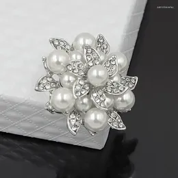 Brooches Vintage Fashion Silver Plated Pearl Leaf Flower Pin Brooch Wedding Bouquet Jewellery