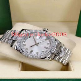 5 colors men Wristwatches Watches mother of pearl 128349RBR 128349 36mm Diamond border bracelet Stainless Steel 2813 Movement Automatic 218l