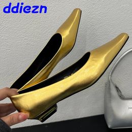 Casual Shoes Pointed Toe Fashion Low Heel Ladies Flat 2024 Female Slip On Footwear Golden Women Flats Shallow