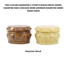 Newest Wooden Drum Grinder Wood Matel Herb Grinders 2 Types 40mm 50mm 63mm With 4Layers Tobacco Grinder Cursher Grinders for smoki4436539