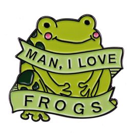 Man I love Frogs Enamel Brooch Pin Kawaii Green Frog Lapel Pins Badges Jewellery Accessories