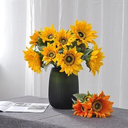 Decorative Flowers 42CM Artificial Sunflower Bouquet PU Daisy Wedding Decoration Pography Prop Home Decor Fake