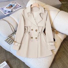 Women's Jackets 2024 Autumn Winter Elegant Women Double Breasted Solid Trench Coat Cotton Vintage Turn-Down Collar Loose Windbreaker Female