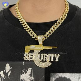 Pendant Necklaces Cool Chain SECURITY Iced Out Rhinestones Hip Hop Necklace For Men Women Accessories Jewellery