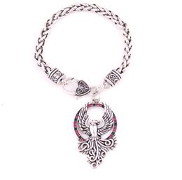 PHOENIX Rising Charm Pendant Silver Majestic Solar FIRE BIRD Amulet Wheat Link Chain Bracelet Jewellery Drop 5151553