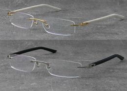 New Fashion 8200757 Rimless Sunglasses Reading Frames White Plank Eyeglasses C Decoration 18K Gold Frame presbyopic Glasses Men My6682138