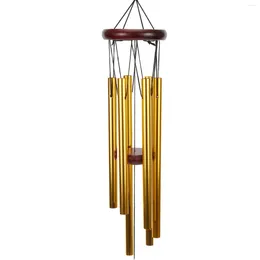 Decorative Figurines Wind Chimes 6 Tubes Wood Aluminium Tube Metal Bell Good Luck Decorations Home Pendant Garden Crafts