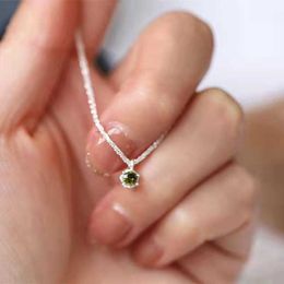 designer Green Diamond Star Necklace Women Silver Plated Light Luxury Small crowd Design Jewellery Pendant Neckchain Chain