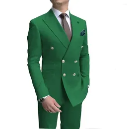 Men's Suits Casual 2-piece Double Breasted Suit Business Standard Cut Notch Lapel Wedding Ball Tuxedo (Suit Pants) Men Clothing