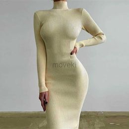 Urban Sexy Dresses Autumn and Winter Womens Turtle Neck Knitted Dress Elegant Solid Body Long sleeved Sweater Spring Office Womens Sexy Dress d240510