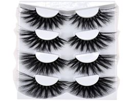 NEW 4 pairs 3D Mink Lashes 25mm Natural False Eyelashes Dramatic Volume Fake Lashes Makeup Eyelash Extension Silk Eyelashes MDR065102895