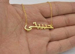 Pendant Necklaces Islamic Jewelry Custom Arabic Name Necklace Personalized Stainless Steel Gold Color Customized Persian Farsi Nam3108103