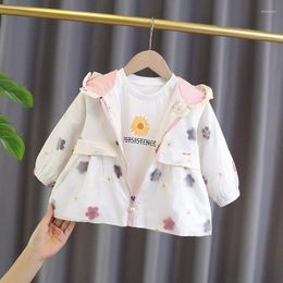 Jackets Autumn Coat Toddler Baby Spring Floral Pearl Zipper Girls Windbreaker Childrens Cotton Korean Clothes For