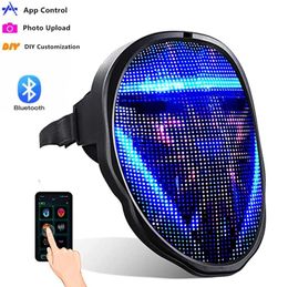 Bluetooth RGB Light Up LED Mask Masquerade Toys Programmable DIY Picture Animation Text Halloween Christmas Carnival Costume Party5016841
