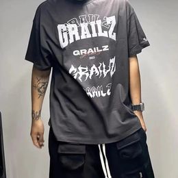 Yao88 Loose Simple Letters Print Streetwear GRAILZ Aesthetic Harajuku Y2k Clothing T Shirt For Men Tops Tee Baggy Unisex 240510