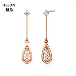 Dangle Earrings 14K Solid Rose Gold SI/H Natural Diamonds Drop For Women Engagement Wedding Anniversary Party Fine Jewellery