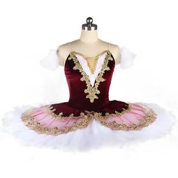 Children Professional Ballet Tutu For Kids Girls Red Swan Lake Ballet Dance Clothes Adult Pancake Ballerina Figure Skating Dress 240509