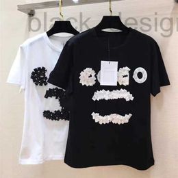 Women's T-Shirt designer 24 summer new heavy handcrafted ribbon studded three-dimensional flower pattern loose and versatile short sleeved T-shirt for women's top CR7V