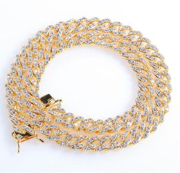 8mm Iced Out Cuban Necklace Chain Hip hop Jewellery Choker Gold Silver Colour CZ Clasp for Men039s Rapper Necklaces4668898