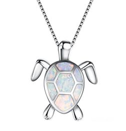 Cute 4 Colour Opal Turtle Necklace For Women Platinum Filled Pendants Necklaces Gift For Lovers Sweater Chain8560255