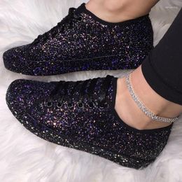 Fitness Shoes Spring Autumn Women Sneaker Black Platform Casual Breathable Crystal Bling Lace Up Sport Sequins Ladies