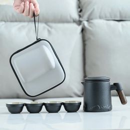 Teaware Sets Tianview Travel Tea Set Portable 1 Teapot 4 Cups Japanese Outdoor Quick Cup With Storage Bag