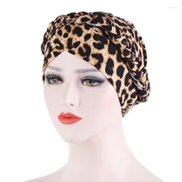 Ethnic Clothing Printed Leopard Frosted Milk Silk Headscarf Hat Floral Cloth Short Braid Hood Muslim Worship Bottom Elastic