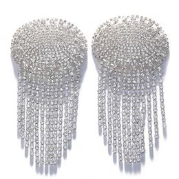 Breast Pad 2 pieces of rhinestone soft cushion cover self-adhesive chain edge tassel bra circular Q240509