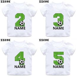 T-shirts Football Number Printed Boys T-shirt 1 2 3 4 5 6 7 8 9 Birthday Customized Name Football Childrens Clothing Baby Girls T-shirt HKP2724L2405