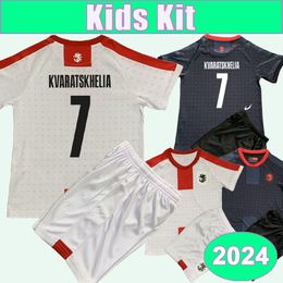 2024 Georgia Kids Kit Soccer Jerseys National Team KVARATSKHELIA ZIVZIVADZE KVILITAIA CHAKVETADZE Home Away Football Shirts Child Uniforms