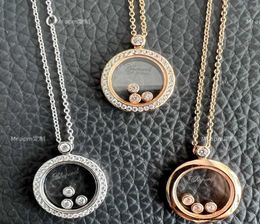 Designer choprds woman necklaces Three Happy Necklace Collar Chain Double Round Rhinestone Yilong Pendant7351368