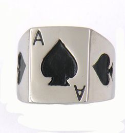 FANSSTEEL stainless steel vintage mens or wemens Jewellery SIGNET CLASSIC POKER SPADE A LUCKY RING 13W777270138