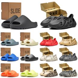 With box designer slides men women slippers sandal Dark Onyx Bone Slate Marine mens womens outdoors scuffs summer slide sliders