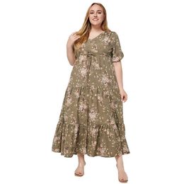 Plus -klänningar plus storlek sommar ny stil blommig tryck bohemiska semester strandklänningar för kvinnor y240510
