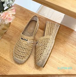 luxury designer espadrilles women casual shoes Summer Spring platform with trigonometer Letters logo loafer Girls Straw rope weaving sick sole