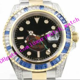 Factory Sales Fashion Men Wristwatch 40mm 116759 Steel Strap Black Dial Rainbow Diamond Dorder Automatic Movement Sapphire Luminous wat 207x