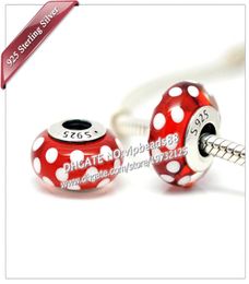 S925 Sterling Silver Fashion Jewellery M-nie red Murano Glass Beads Fit European DIY Charm Bracelets & Necklace 3043897821