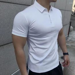 Men's Polos Polo Shirts White Male With Collar Tee Gym Mens T-shirt Muscles Tops Fashion Xl Clothing 2024 Polyester Ordinary Summer