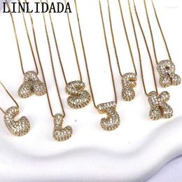 Pendant Necklaces 10Pcs Crystal Zircon Letters For Women Silver Gold Colour 26 Bubble Initial Letter Jewellery Party Gift