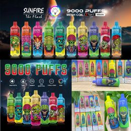 Hottest Wholesale Sunfire Tornado 9000 puffs 9k e cigarette disposable vape 600mah Rechargeable 0% 2% 3% 5% 18ml prefilled carts puff 15000 Big Cloud vape ship to FR U.K NL