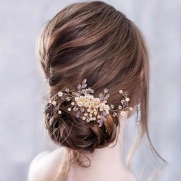 Hair Clips Trendy Handmade Crystal Comb Clip Pin Pearl Headband For Women Party Bridal Wedding Accessories Jewellery Gift