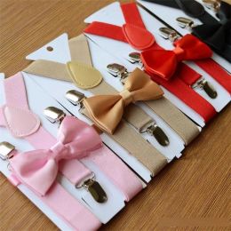 26 Colours Kids Suspenders Bow Tie Set for Baby Braces Elastic Y back Boys Girls Suspenders Accessories ZZ